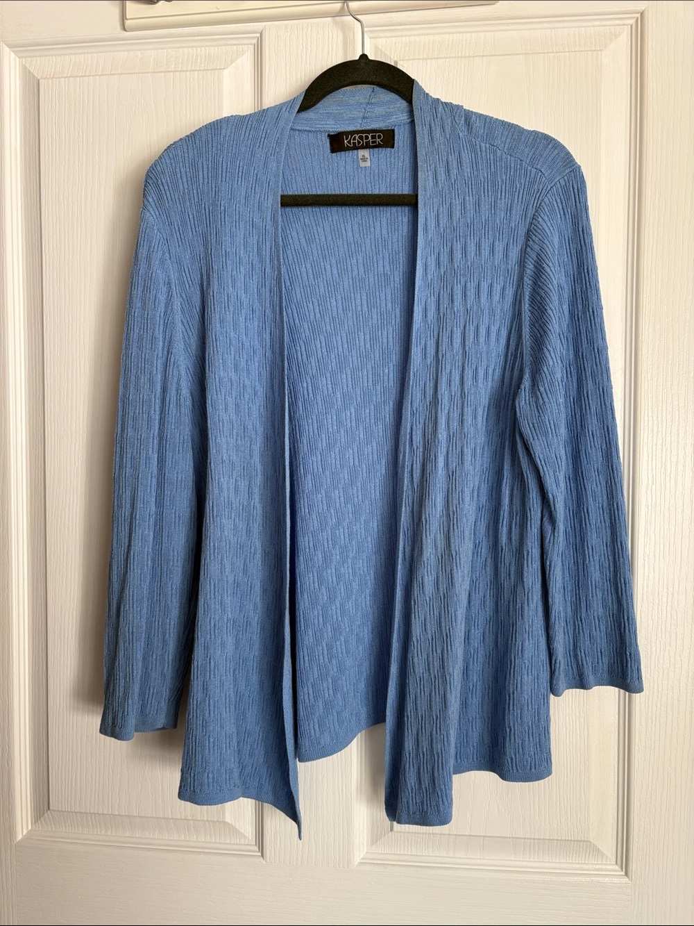 Kasper Sky Blue Open-Front Ribbed Cardigan XL